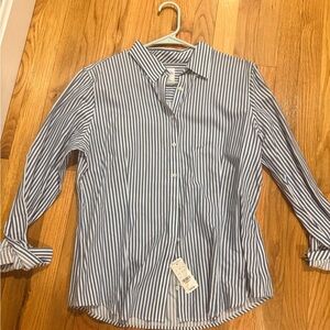 Brooks Brothers Blue and White Vertical Stripe Button-Down Shirt